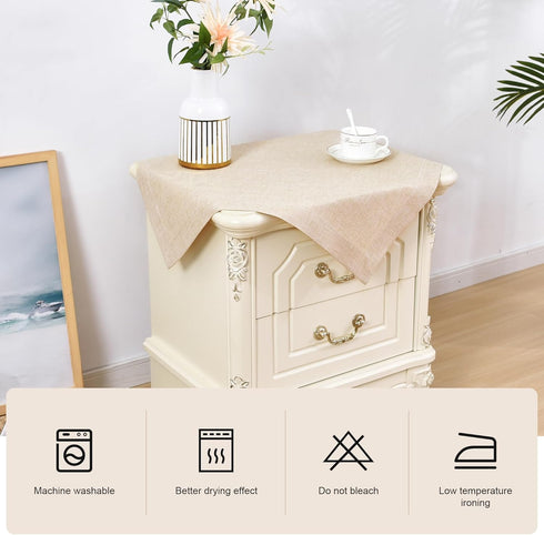 2 Pack 24 24 Inch Wolkemer Faux Linen Small Square Tablecloth Heavy Duty Fabric Nightstand Table Cloths x Beige