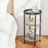 Small Round Side Table for Small Spaces - 3-Tier Modern Accent Table, Slim End Table for Living Room, Bedroom (Oak)