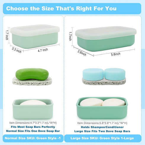 Leak Proof Travel Soap Case, Silicone Soap Container with Drainage Layer, Shatterproof Holder for Travel, Camping, Gym