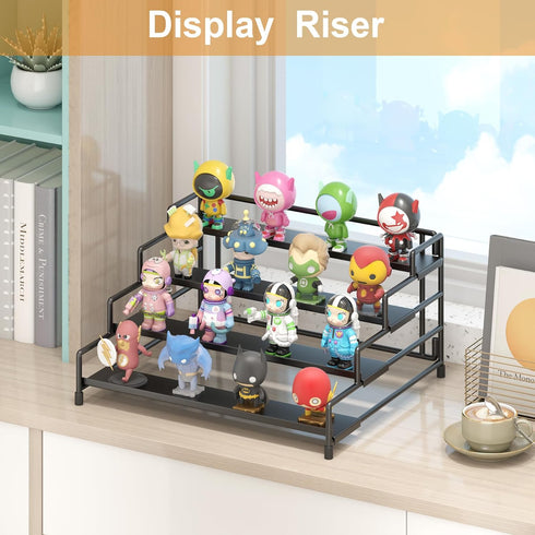 4-Tier-Spice-Rack-Organizer-for-Cabinet, Countertop (Black-1 Pack) RUILALIFE Adjustable Depth Spice Holder Shelf