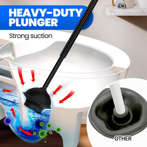 Denvlex 4-Piece Set, Set,Bathroom Combo,Black20inch Toilet Brush and Plunger Extended Handle Plunger,Toilet Bowl Brush