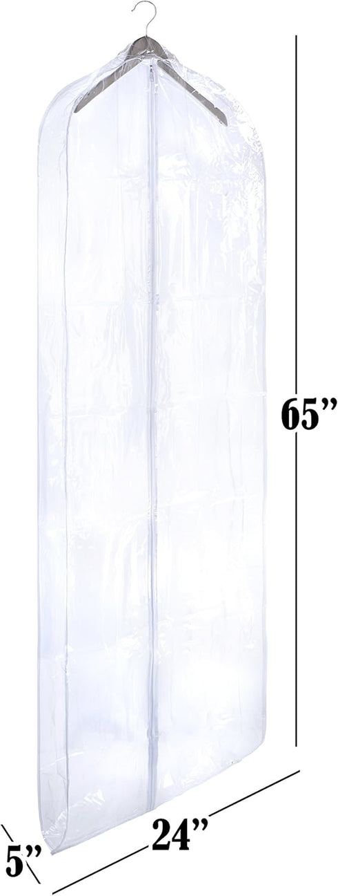 Handy Laundry Clear Vinyl Gown Bag, Set of 2 (24 X 65 Inches) for Coats, Suits, Dresses, Dust-Free