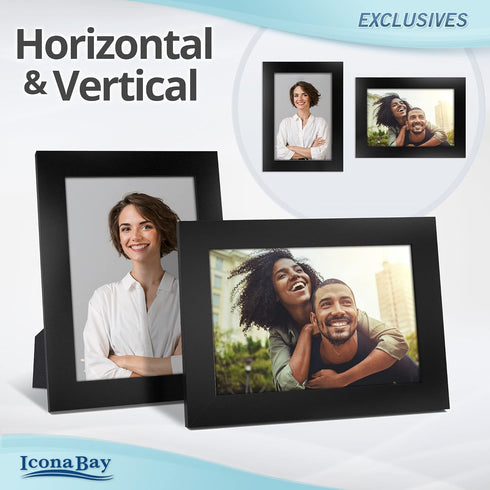Icona Bay 5x7 Black Picture Frame - Sturdy Wood Composite Photo Frame, Table Top or Wall Mount, Exclusives Collection