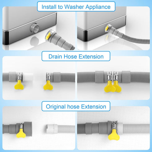 10ft Washing Machine Drain Hose, Universal Extension Kit for Washer, Flexible Discharge Hose for LG/GE/Samsung