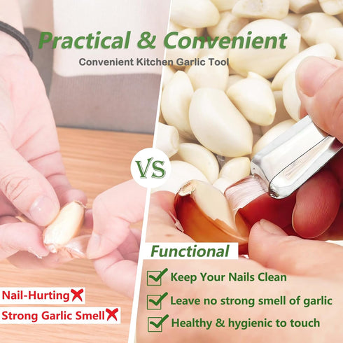 3PCS Stainless Steel Garlic Peeler - Garlic Peeler Clips Skin Remover - Easily Remove The Garlic Skin - Avoid Garlic