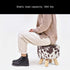 Asense Small Round Ottoman Foot Rest Stool Linen Padded Seat Footstool Ottoman with Anti-Slip Wooden Legs (Cow