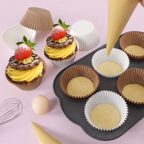 Caperci Jumbo Cupcake Liners, Natural Muffin Baking Cups, 300-Count, Food Grade, Upgraded Grease-Proof Paper (Natural)