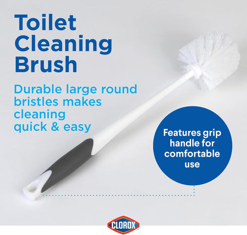 6.75 7 19.5 Clorox Toilet Plunger and Bowl Brush Combo with Caddy, x x in, White/Gray
