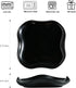 Spoon Holder, Porcelain Spoon Rest with Deep Drip Tray for Kitchen Counter, Heat-Resistant, Black Ruffled Edge