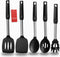 Silicone Spatula and Cooking Spoon Set, 5 Pack Non-Stick Utensils, Heat Resistant with Stainless Steel Handle (Black)