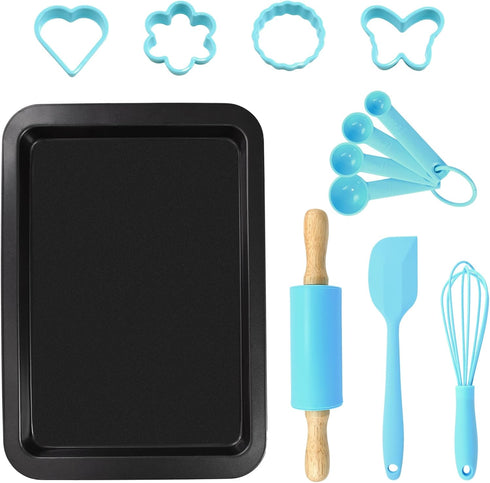 R&M International 2246 Junior 12-Piece Bakeware Set, Includes Pan, Rolling Pin, Tools, Cookie Cutters