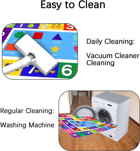 4' 2'7" ABC Kids Play Rug - Number Alphabet Shape Fruit Learning Educational Area Rug - Large Non-Slip Kids Room Play
