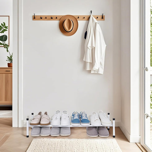 4 Closet, 1 STORAGE MANIAC Expandable Shoe Rack, Pairs Stackable Small Shoe Rack, Metal Adjustable Shoes Organizer