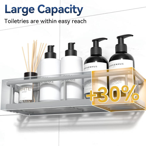 3 Pack, YASONIC Shower Caddy Adhesive, No Drill Bathroom Shower Organizers, with Removable Hooks and Soap Holder, Rust
