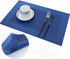 Vinyl Placemats Set of 4, Washable Heat-Resistant Table Mats for Dining Table, Easy Clean Plastic (Blue)