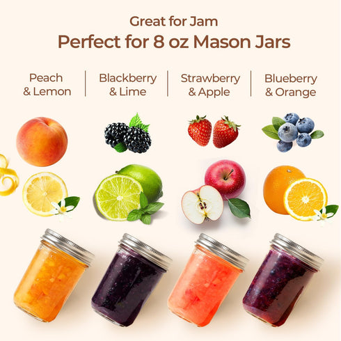 8 oz 24Pcs Set, ComSaf Small Mason Jars Bulk Half Pint Regular Mouth Mason Jar with Lids and Seal Bands, Glass Canning