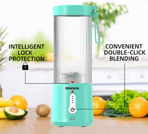 Portable Blender, Personal Size Blender for Smoothies and Shakes, USB Rechargeable Mini Juicer Cup for Kitchen, Travel