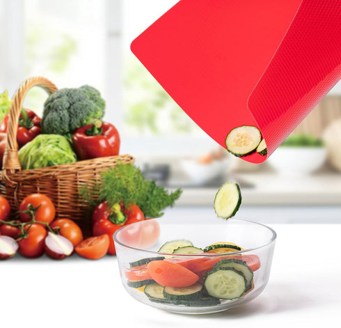 5 Pieces Flexible Plastic Cutting Board Mats, BPA Free Non Slip Cutting Boards for Kitchen, Red, Yellow, Green, Purple,