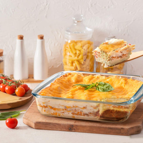 NUTRIUPS 1.7QT Square Glass Baking Dish | 8.2x8.2In Square Baking Pan for Oven