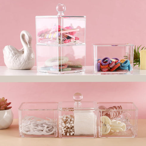 Hair Accessories Organizer for Girls, Clear 3 Stackable Acrylic Holder for Headbands, Bows, and Hair Clips
