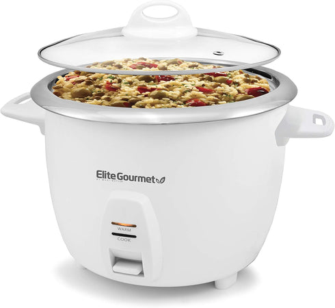ERC-2010 10 Elite Gourmet Electric Rice Cooker with Stainless Steel Inner Pot Makes Soups, Stews, Grains, Cereals, Keep