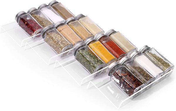 Clear Acrylic Spice Drawer Organizer, 4 Tier - 1 Set Seasoning Jars Drawers Insert, Kitchen Spice Rack Tray (Jars not