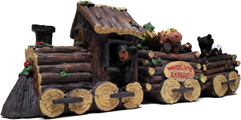 Slifka Sales Company 3 Piece Bear and Moose Woodland Express Holday Decor Train