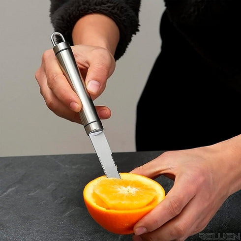 Stainless Steel Curved Grapefruit Knife - Serrated Kitchen Knife, Small Fruit Knife, Citrus Cutter, Chef Knife