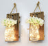 Greenco GRC2859 Rustic Wall Hung Mason Jar Sconce with Faux Flower and LED Strip Lights
