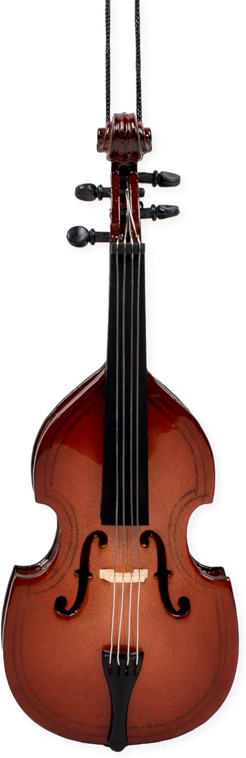 Broadway Gifts 5.1" Brown Wood Upright Bass Ornament Decoration