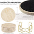 YONGHEE Set 5 Italian Travertine Coasters of with Holder, Round Beige Marble Drink Coasters for Coffee Table Decor