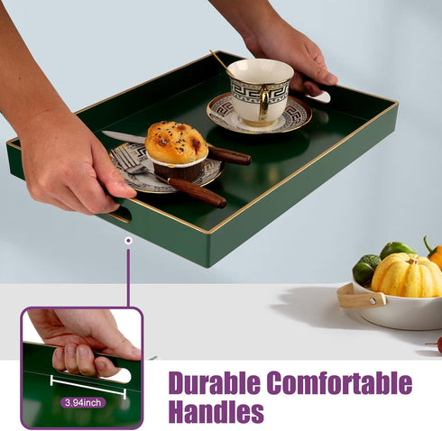 Trimming, 15.7 11.8 Gifturbo Large Serving Tray with HandlesGreen Rectangular Plastic Elegant Decorative Coffee Table