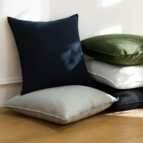 Pack 2 22 22 Inch OTOSTAR of Soft Linen Decorative Throw Pillow Covers x Solid Farmhouse Pillowcases Boho Accent Pillow