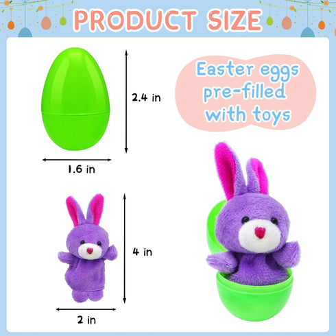 12PCS Filled Easter Eggs with Animal Finger Puppets Inside, Prefilled Easter Eggs for Easter Eggs Hunt, Easter Basket