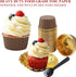 5.5 Oz Foil Cupcake Cups, 50 Pack LNYZQUS Cupcake Liners with Dome Lids, Disposable Ramekins, Brown in Gold
