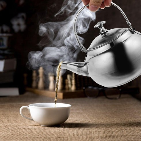 BESTonZON Whistling Tea Kettle 14cm Stainless Steel Water Boiler with Infuser Stovetop Flat Bottom Teapot Suitable to Boiling Water on Induction Stove Gas Stove Top for Home by BESTonZON