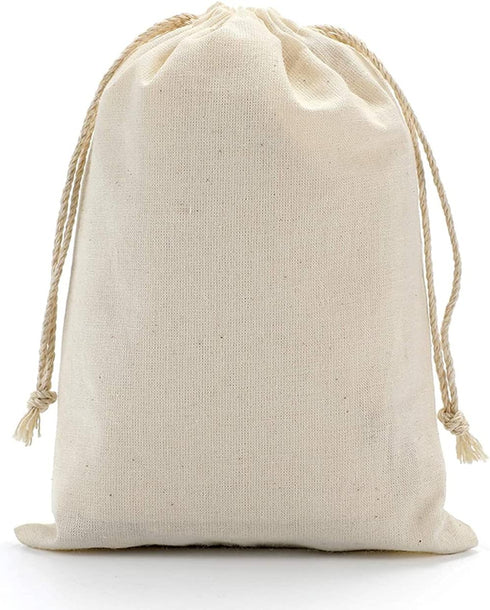 KUPOO 50PS Cotton Muslin Bags, Drawstring Bags for Wedding Party Favor and DIY Craft (5x7 Inch)