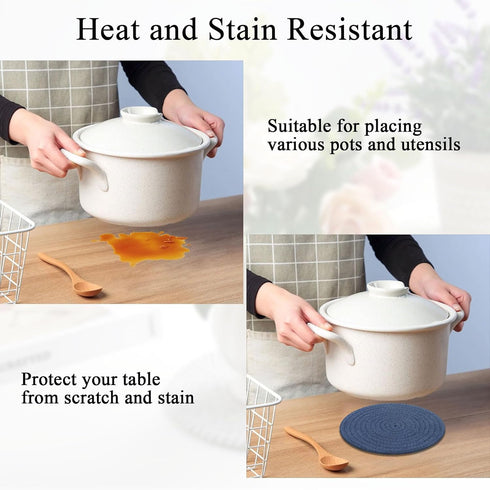 SHACOS 8 Inches Trivets for Hot Dishes - 4 Pieces Cotton Mats for Kitchen Countertops and Heat-Resistant Pot Holders