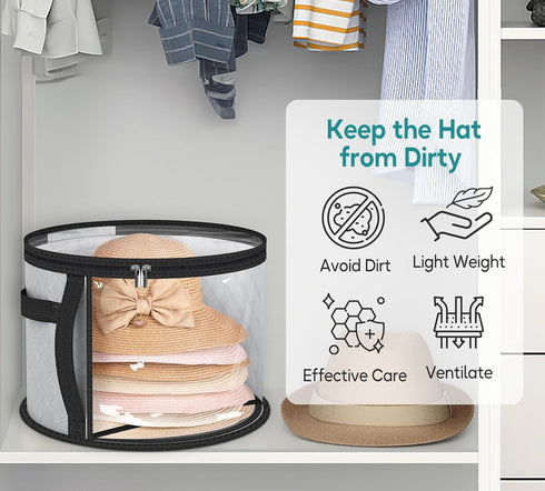 AOODA Oversized Clear Hat Storage Bag for Women, Holds up to 7 Caps, Cowboy Hat Organizer with Carrying Handles