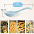 Soup Spoons, Blue Ceramic Spoons Set of 6, Chinese Soup Spoons, 6.75 inch Ramen Spoons, Pho Spoons for Cereal, Noodles, Stews, Wonton, Dumpling, Miso, Deep Oval Hook Design, Dishwasher Safe