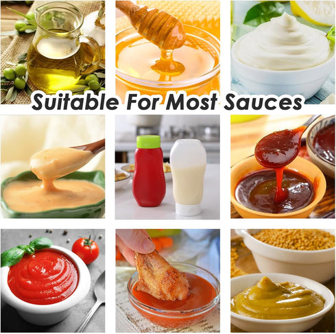 Nacxbwer Condiment Squeeze Bottles for Ketchup Hot Sauce Liquids Oil with Caps for Condensed Milk and Mustard Salad