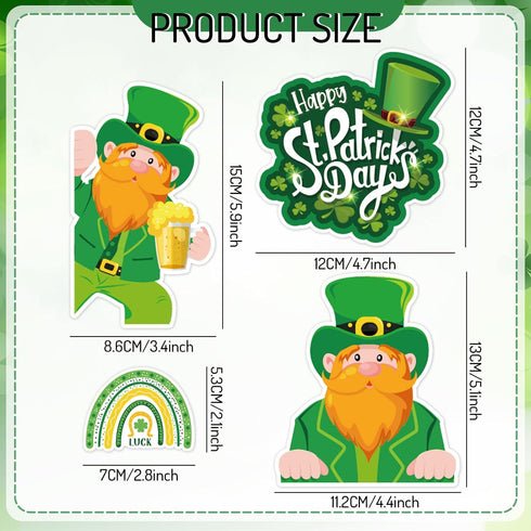 Whaline 12Pcs St. Patrick's Day Refrigerator Magnets Green Patrick Lucky Clover Rainbow Gnome Magnetic Stickers Irish Holiday Garage Magnet for Fridge Car Metal Door Mailbox Locker