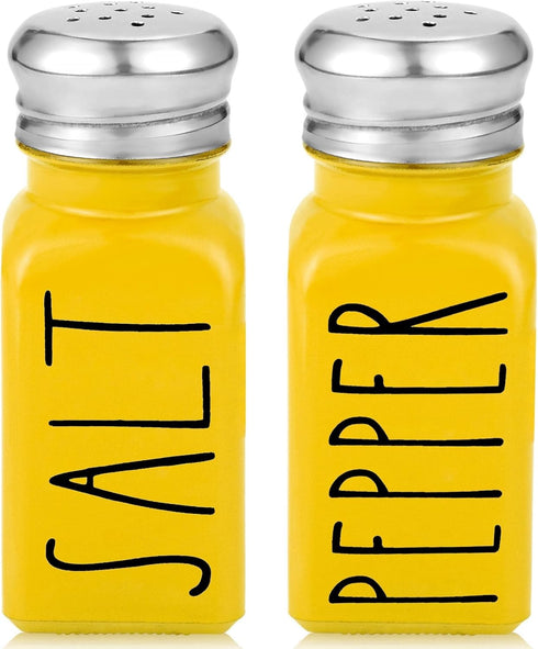 Yellow Salt and Pepper Shakers Set by Brighter Barns, Cute Glass Shakers, Yellow Kitchen Decor for Home Restaurants