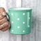 City to Cottage Handmade Teal Blue and White Polka Dot Ceramic Mug, Extra Large 17.5oz/500ml, Unique Designer Pottery