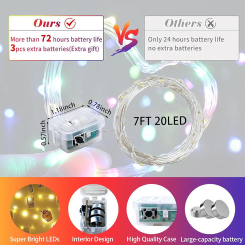 12 Pack 7Ft 20 3 Fairy Lights LED Twinkle String Lights Modes Battery Operated Waterproof Firefly Starry for Mason Jar