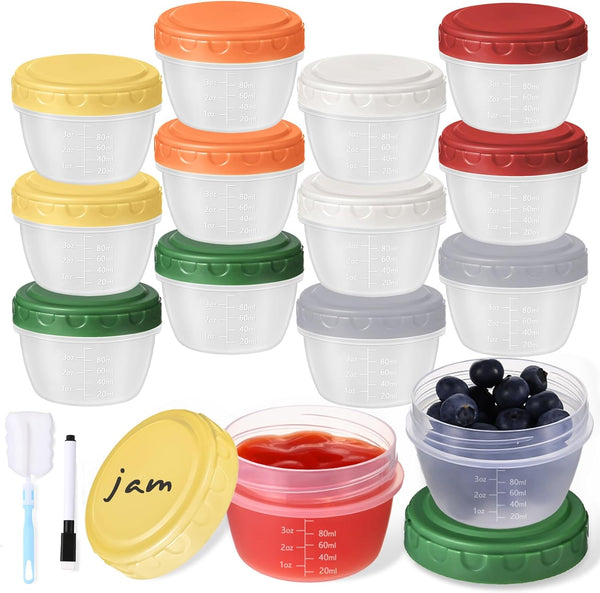 Yomarket 12pcs 4 oz Small Plastic Containers with Lids, Reusable 1/2 Cup