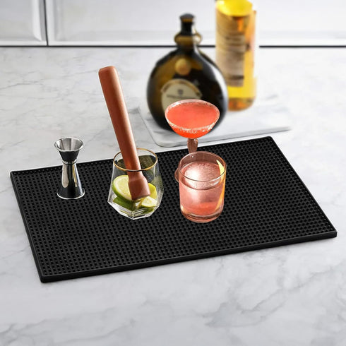 Large Bar Mat for Countertop, 12X24'', Thicker Rubber Coffee Bar Mat, Non-Slip Kitchen Mat for Easy Cleaning