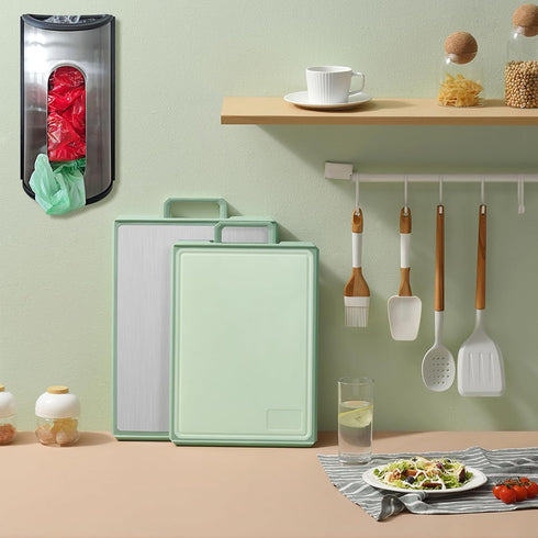 Magnetic Wall Mounted Trash Bag Holder, Grocery Bag Holder Stainless Steel Kitchen Trash Bag Organizer