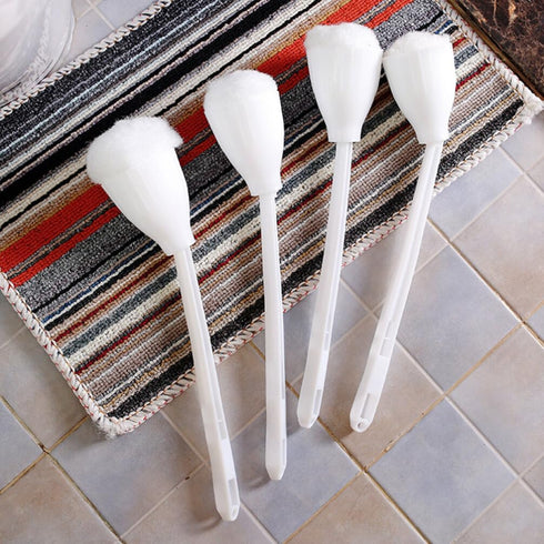 KALLORY 4pcs Toilet Brush Set - White Soft Swab Toilet Bowl Mop, Scrubber Cleaning Brush for Home Washroom