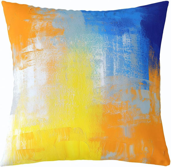 Feelyou Throw Pillow Covers, Set of 2, 16x16 Inches, Yellow Blue Decorative